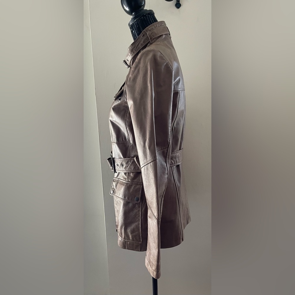 Danier Brown Utility Leather Jacket Size XS - Picture 4 of 16